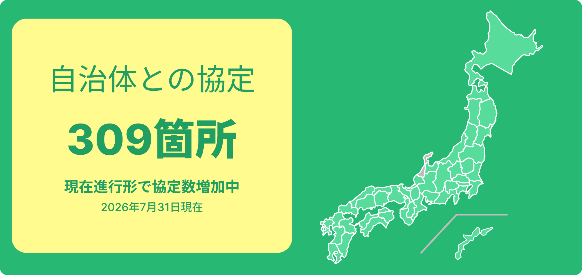 自治体との協定箇所数と全国マップ