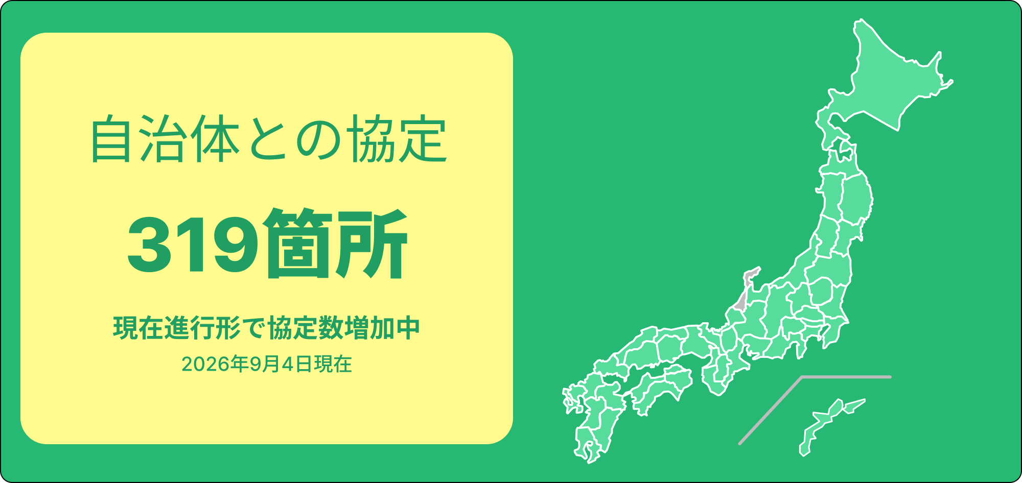 自治体との協定箇所数と全国マップ